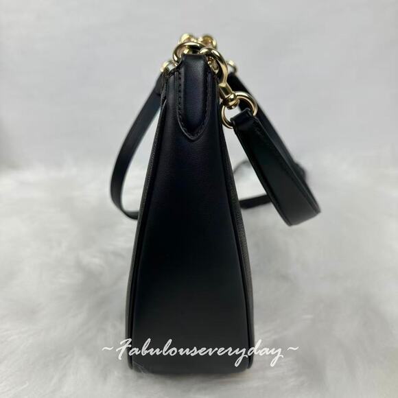 Coach Teri Hobo Bag Crossbody In Signature Canvas/Gold/Walnut/Black CV940 NWT - Picture 5 of 11